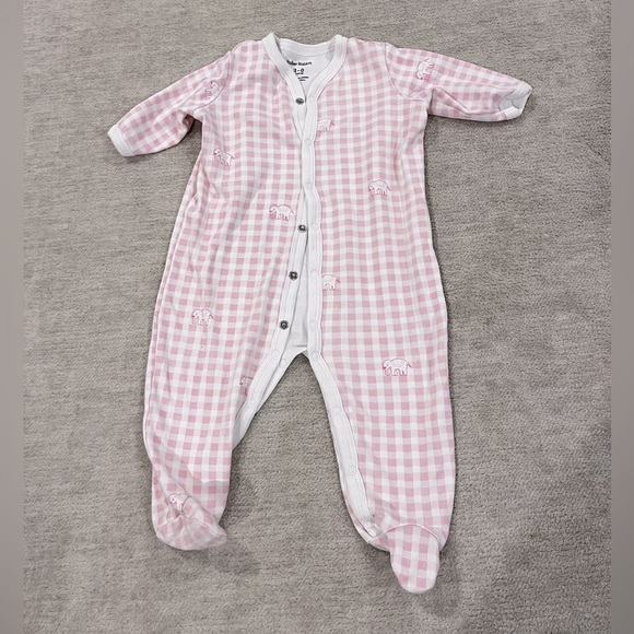 Roller Rabbit Infant Hathi Pink Gingham Footie Pajamas 3-6 Months - Picture 1 of 4